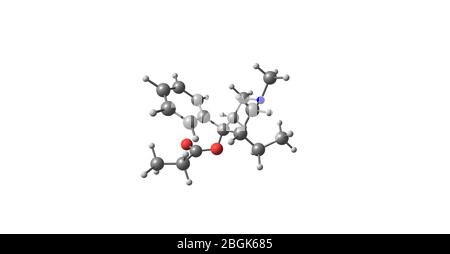 Meprodine est un analgésique opioïde qui est un analogue de la péthidine ou de la mépéridine. Il est étroitement lié à la prodine de drogue. illustration tridimensionnelle Banque D'Images