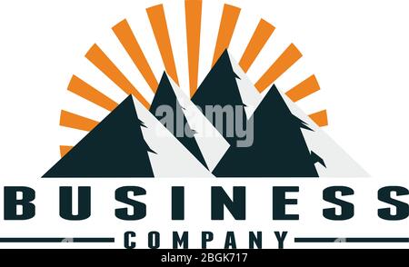 Montagne de glace avec logo lever de soleil Illustration de Vecteur