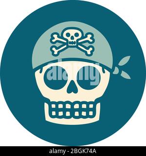 image emblématique du style tatouage d'un crâne pirate Illustration de Vecteur