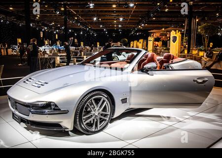 Bruxelles, Belgique, Jan 2020 Carrozzeria Touring Superleggera Scia di persia cabriolet généré par Maserati GranTurismo cabririo, Brussels Motor Show 2020 Banque D'Images