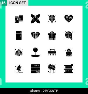 Pack de 16 symboles universels d'appareils, favoris, recherche, amour, éléments de conception vectorielles modifiables émoji Illustration de Vecteur