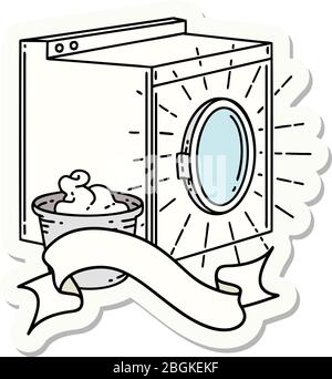 autocollant d'un lave-linge de style tatouage Illustration de Vecteur