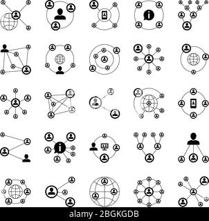 Réseaux de personnes socia, icônes de connexion intranet. Les liens du cloud humain relient des symboles isolés vectoriels. Lien vers les personnes du réseau, intranet cloud social i Illustration de Vecteur