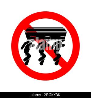 Arrêtez le Black man dansant avec l'icône de cercueil. Interdire déjà fatigué African American Dance avec cercueil. Symbole d'interdiction rouge illustration vectorielle Illustration de Vecteur