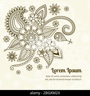 Éléments floraux abstraits vectoriels dans le style indien mehndi Illustration de Vecteur