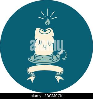 icône d'une bougie de fusion ésoyeuse de style tatouage Illustration de Vecteur