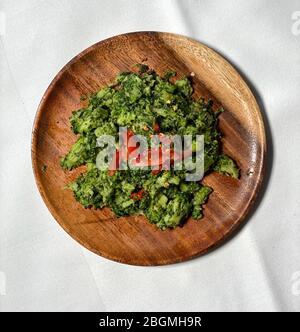 Milan, restaurant virtuel 'cuisine fantôme' avec des plats livrés directement à la maison. Dans la photo: Trofie avec pesto Banque D'Images