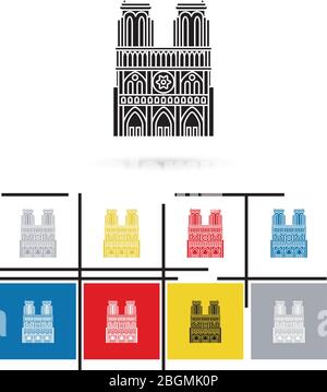 Icône notre Dame de Paris ou panneau notre Dame de Paris. Pictogramme notre Dame de Paris Illustration de Vecteur