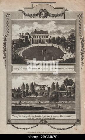 Parc Bagshot. Villa de Garrick et Temple de Shakespeare, Hampton court. THORNTON 1784 Banque D'Images