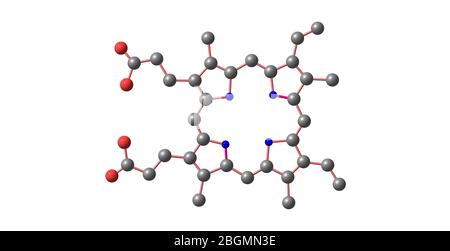 Les porphyrines sont un groupe de composés organiques hétérocycliques du macrocycle, composé de quatre sous-unités de pyrrole modifiées interconnectées à leur carbone alpha A. Banque D'Images