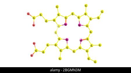 Les porphyrines sont un groupe de composés organiques hétérocycliques du macrocycle, composé de quatre sous-unités de pyrrole modifiées interconnectées à leur carbone alpha A. Banque D'Images