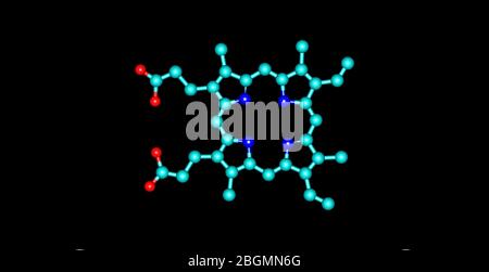 Les porphyrines sont un groupe de composés organiques hétérocycliques du macrocycle, composé de quatre sous-unités de pyrrole modifiées interconnectées à leur carbone alpha A. Banque D'Images