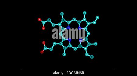 Les porphyrines sont un groupe de composés organiques hétérocycliques du macrocycle, composé de quatre sous-unités de pyrrole modifiées interconnectées à leur carbone alpha A. Banque D'Images