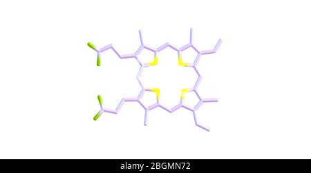 Les porphyrines sont un groupe de composés organiques hétérocycliques du macrocycle, composé de quatre sous-unités de pyrrole modifiées interconnectées à leur carbone alpha A. Banque D'Images