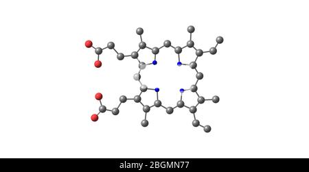 Les porphyrines sont un groupe de composés organiques hétérocycliques du macrocycle, composé de quatre sous-unités de pyrrole modifiées interconnectées à leur carbone alpha A. Banque D'Images