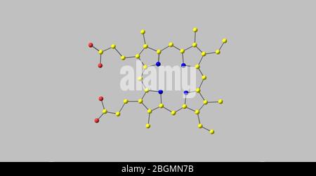 Les porphyrines sont un groupe de composés organiques hétérocycliques du macrocycle, composé de quatre sous-unités de pyrrole modifiées interconnectées à leur carbone alpha A. Banque D'Images