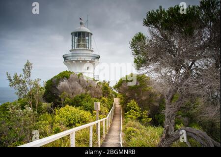 Le phare de Sugarloaf à Seal Rocks, Myall Lakes National Park, NSW, Australie Banque D'Images