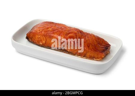 Filet de saumon scandinave fumé isolé sur fond blanc Banque D'Images