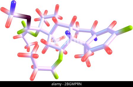 Le propionate de fluticasone appartient à une classe de médicaments appelés corticostéroïdes qui sont des hormones qui affectent principalement le métabolisme du carbohydrat Banque D'Images