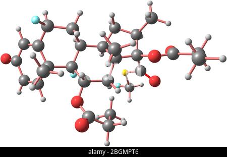 Le propionate de fluticasone appartient à une classe de médicaments appelés corticostéroïdes qui sont des hormones qui affectent principalement le métabolisme du carbohydrat Banque D'Images