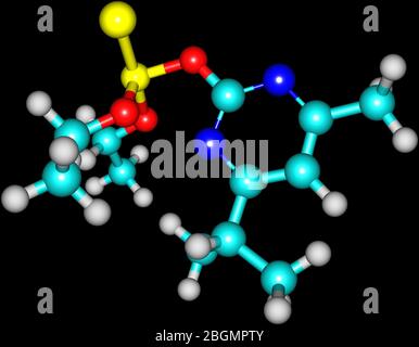 Le diazinon est un liquide brun incolore à brun foncé, est un ester d'acide thiophosphorique développé en 1952. illustration ed Banque D'Images