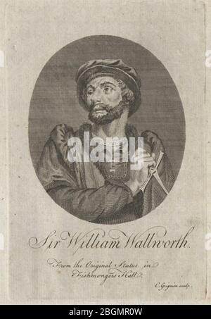 Sir William Wallworth, maire de Londres. THORNTON 1784 ancien imprimé ancien Banque D'Images