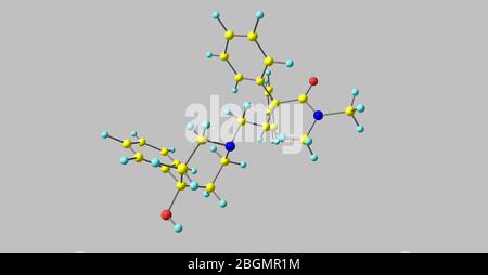 Loperamide est un médicament utilisé pour diminuer la fréquence de la diarrhée. Il est souvent utilisé à cette fin dans la gastroentérite. illustration tridimensionnelle Banque D'Images