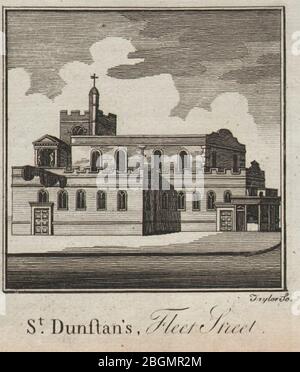 Église Saint-Dunstan-dans-l'Ouest, rue Fleet. Ville/Londres. PETIT. THORNTON 1784 Banque D'Images