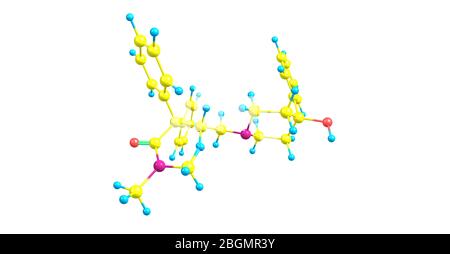 Loperamide est un médicament utilisé pour diminuer la fréquence de la diarrhée. Il est souvent utilisé à cette fin dans la gastroentérite. illustration tridimensionnelle Banque D'Images