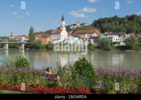 Saint-Gertraud et église de pèlerinage Mariahilf, Innstadt, Passau, Basse-Bavière, Bavière, Allemagne Banque D'Images