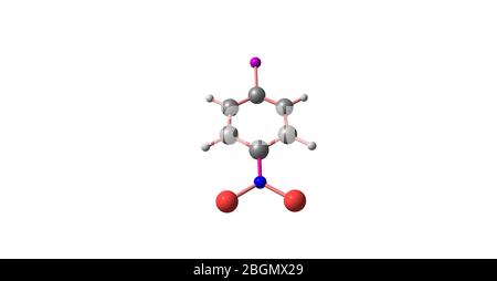 Le 4-iodo-1-nitrobenzène est une matière première importante et un intermédiaire utilisé dans la synthèse organique, les produits pharmaceutiques agrochimiques et les champs de teinture. i tridimensionnel Banque D'Images