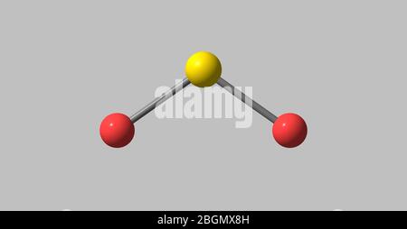 Le dioxyde de soufre ou le dioxyde de soufre est le composé chimique dont la formule est la SO2. Le dioxyde de soufre est un gaz toxique. illustration tridimensionnelle Banque D'Images