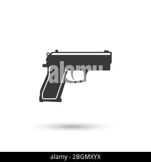 Puissant pistolet ou pistolet à main vecteur d'icône sur blanc Illustration de Vecteur