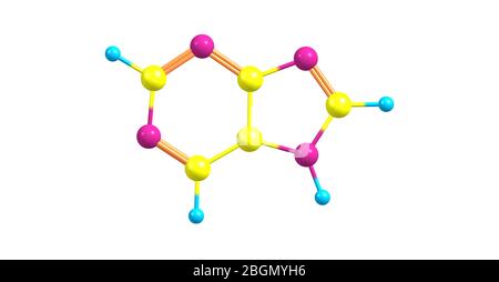 La purine est un composé organique aromatique hétérocyclique composé d'un cycle pyrimidine fusionné à un cycle imidazole. Purine donne son nom à la plus large c Banque D'Images