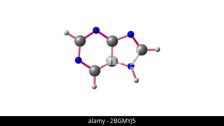 La purine est un composé organique aromatique hétérocyclique composé d'un cycle pyrimidine fusionné à un cycle imidazole. Purine donne son nom à la plus large c Banque D'Images