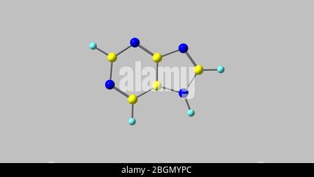 La purine est un composé organique aromatique hétérocyclique composé d'un cycle pyrimidine fusionné à un cycle imidazole. Purine donne son nom à la plus large c Banque D'Images