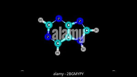 La purine est un composé organique aromatique hétérocyclique composé d'un cycle pyrimidine fusionné à un cycle imidazole. Purine donne son nom à la plus large c Banque D'Images