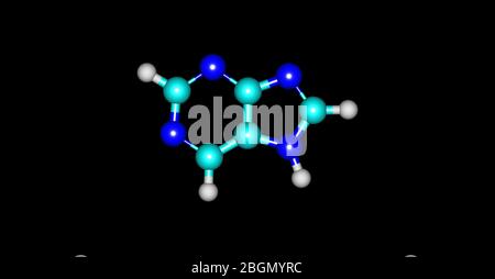 La purine est un composé organique aromatique hétérocyclique composé d'un cycle pyrimidine fusionné à un cycle imidazole. Purine donne son nom à la plus large c Banque D'Images