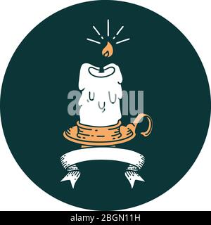 icône d'une bougie de fusion ésoyeuse de style tatouage Illustration de Vecteur