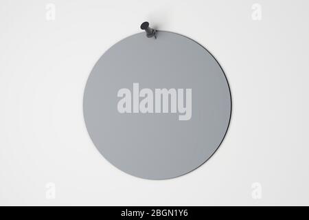 Maquette d'affiche blanche vierge fixée à un mur gris Uni. Rendu 3D Banque D'Images