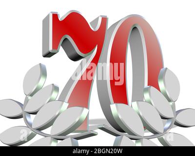 Anniversaire 70 ans, illustration tridimensionnelle Banque D'Images