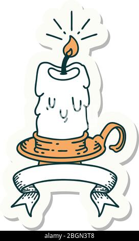 autocollant d'une bougie de fusion ésoyeuse de style tatouage Illustration de Vecteur