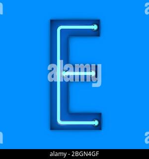 Style neon light lettre E. Glowing neon lettre capitale. Le rendu 3D Banque D'Images