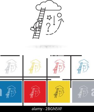 Icône « échelle à nuage » ou « échelle à nuage ». Schéma vectoriel vers symbole de ligne mince nuage Illustration de Vecteur