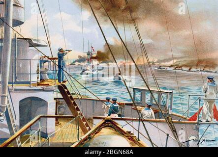 LA MARINE ALLEMANDE IMPÉRIALE sur les manoeuvres en 1899 Banque D'Images