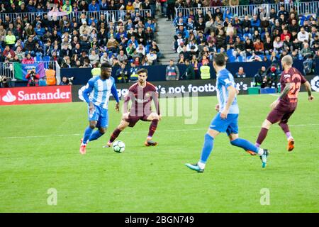 Málaga, Espagne. 18 mars 2018. La Liga Match Málaga C.F. - FC Barcelone Banque D'Images