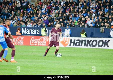 Málaga, Espagne. 18 mars 2018. La Liga Match Málaga C.F. - FC Barcelone Banque D'Images