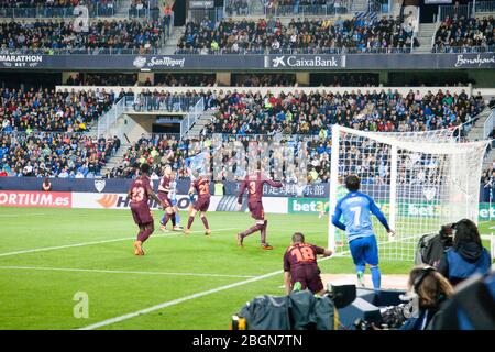 Málaga, Espagne. 18 mars 2018. La Liga Match Málaga C.F. - FC Barcelone Banque D'Images