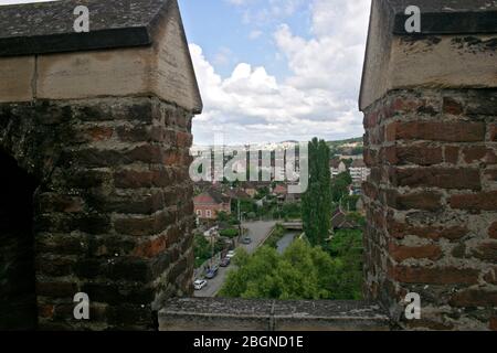 Ville de Hunedoara vue du château médiéval de Corvin en Roumanie Banque D'Images