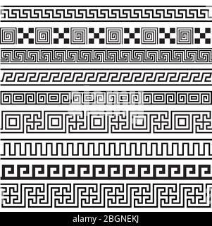 Le grec ancien seamless pattern set cadres frontières Illustration de Vecteur